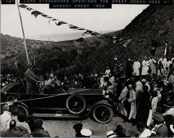 Lord Stradbroke in open car for opening of GOR at Grassy Creek in 1922