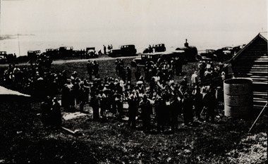Cars and people at opening of GOR at Wye River 1932