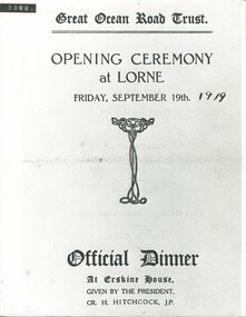 Announcement of GOR Trust Opening ceremony at Lorne 1919 - dinner at Erskine House