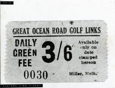 Ticket for G.O.R. Golf Links - fee is 3/6