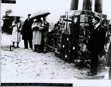 Opening ceremony for McCormack Arch Great Ocean Road at Easter View 1939