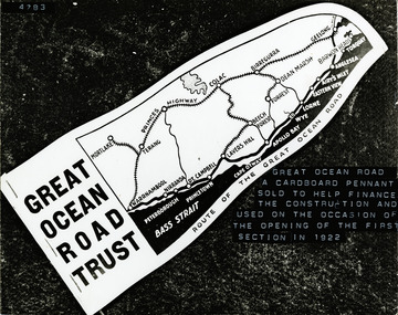 Cardboard pendant sold by Great Ocean Road trust to finance construction - 1922 opening of first section of road