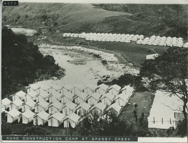 Tents of CRB camp for workers on G.O.R. at Grassy Creek