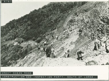 Workers and inspection party on Great Ocean Road south of lLorne
