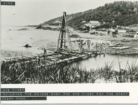 Building the bridge at Wye River on Great Ocean Road looking south
