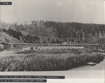 Photograph - Black and white photograph, Wye River Bridge Timber Tramway