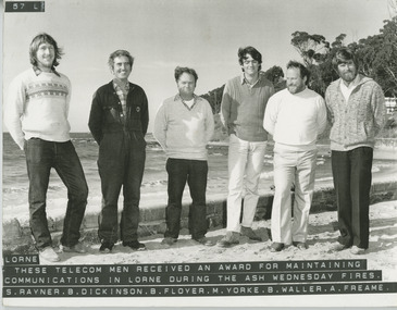 Photograph, Group photograph, Telecom workers after the 1983 Ash Wednesday Fires