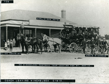 Photograph, Sports group in coach leaving Winchelsea circa 1910