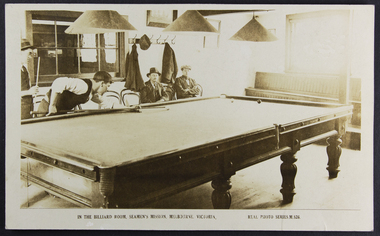 Seamen playing pool in the Billiard Room
