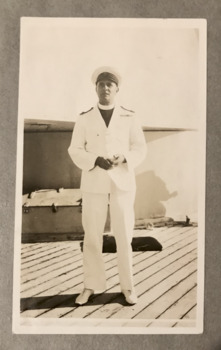 Black and white photograph of Padre Frank Oliver in his Uniform from the Navy