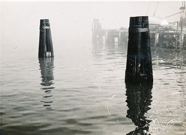 Photograph - Photograph, Black and white, Allan Charles Quinn, Bollards in the water in San Francisco, 23 November 1949