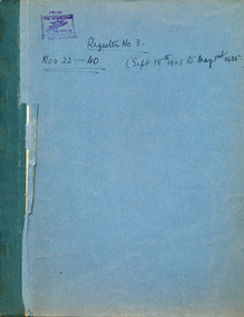 legal record (item) - Register, marriages, Register no 3,  Nos 22 to 40 (Sept 15th 1923 to May 1st 1935, 1923