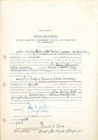 legal record (item) - Register, Marriage Register, Circa 1947