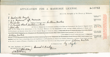 legal record (item) - Register, Application for a Marriage License, Circa 1929