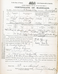 legal record (item) - Register, Marriage Register No. 2, Circa 1921