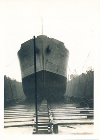 Ship Aniston in dry dock in Hoboken, New Jersey