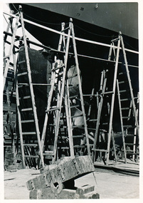 Photograph - Photograph, Black and white, Allan Charles Quinn, The "Mongabarra" in Drydock at Eriksbergs