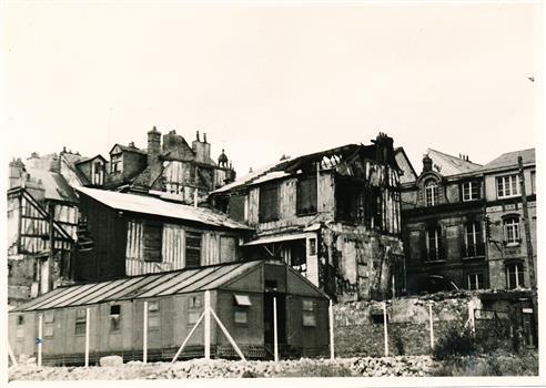 Old residential district in ruins Rouen post WW2