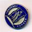 Small round blue entame badge depicting the flying angel flag of the Missions to Seamen