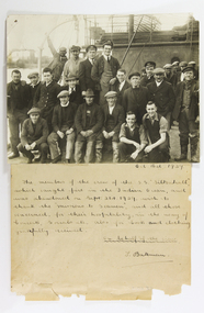Photograph - Photograph and  letter, attached, T. Bateman, The members of the crew S.S. Siltonhall 1929, 16/10/1929