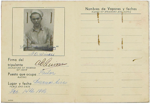 Argentinian identity card with photo ID of a seaman