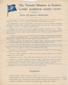 Document - Rules, Mission to Seamen, Rules for Branch Secretaries, c. 1915