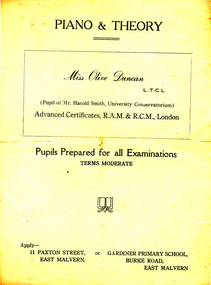 Flyer - Advertising, Piano & Theory, Unknown