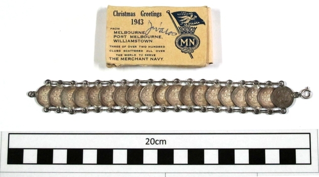 Silver Peruvian coins mounted in bracelet