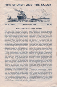 Flyer - Newsletter, Missions to Seamen, London, The Church and the Sailor March- April 1949, no 392, 1949