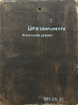 Back of the painting with message and date