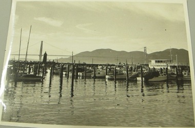 Boats in a harbour scene in San Francisco, Allan Quinn Collection 