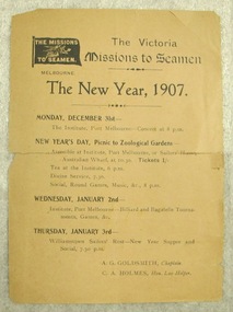 Flyer - Programme, The Victoria Missions to Seamen, The New Year 1907, 1906