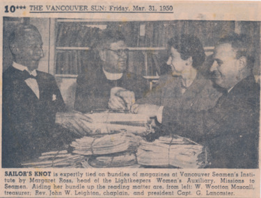 Article - Newspaper clipping, Vancouver Sun, 31 March 1950