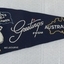 Triangular shape, navy felt flag with embroidery