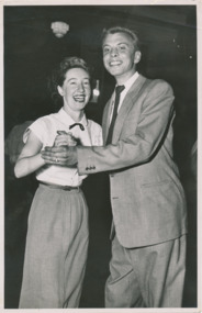 Photograph - Photograph, Black and white, Argus newspaper, Dutchman Hans Roozaenbeck dances with Betty Stevens, February 1952