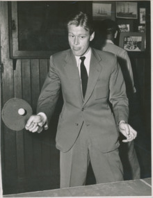 Photograph, Argus newspaper, John N. Thompson, a teenager from North Shields, England, plays table tennis, February 1952