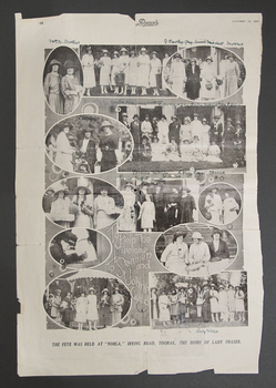 Single newspaper page cutting with photographs during an event