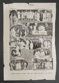Single newspaper page cutting with photographs during an event