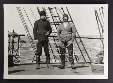 Photograph, Peckham Photographic Studios, Geo Beachcroft, Capt Dahlström and 2nd mate of the C.B. Pedersen, c. 1935