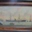 Maritime painting in Naive style on board with wooden frame