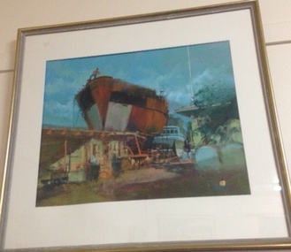 Painting, (Dry dock), Late 20th C or early 21st Century