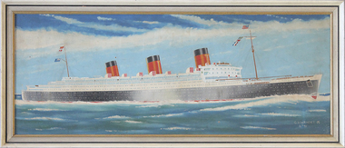 Painting, C V Wright, RMS Queen Mary, 1971