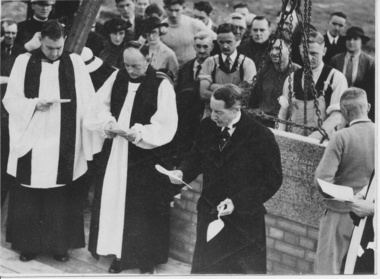 Laying of Foundation Stone of the Art Deco Mission building in Port Melbourne, 18 May 1937