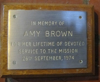 Plaque - Memorial Plaque, Amy Neville Brown (1882-1974), 1976