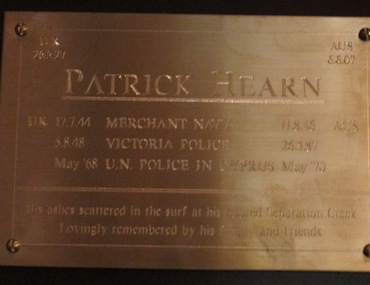 Plaque - Memorial Plaque, Patrick Hearn, 2010