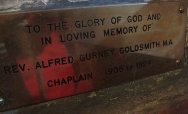 Rev. Alfred Gurney Goldsmith memorial plaque