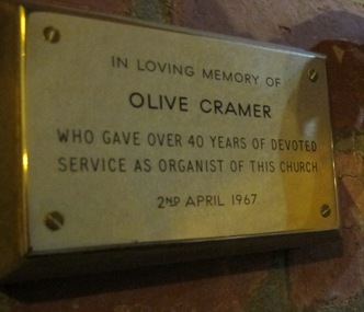 Plaque - Memorial Plaque, Olive Cramer, 1967