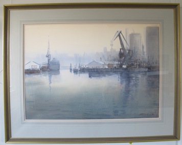Painting, David K Taylor, Marking Time: Melbourne Waterfront, 1989