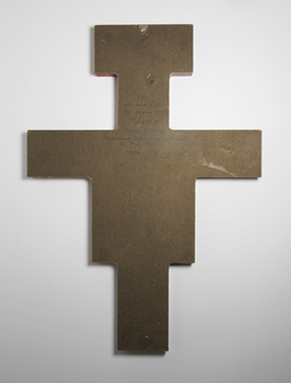 Verso of the crucifix showing writing