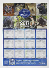 2017 calendar published by the Australian Missions to Seafarers with Australian animals.